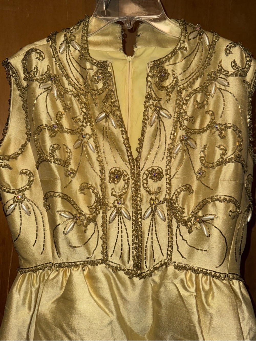 Gold Beaded Evening Dress